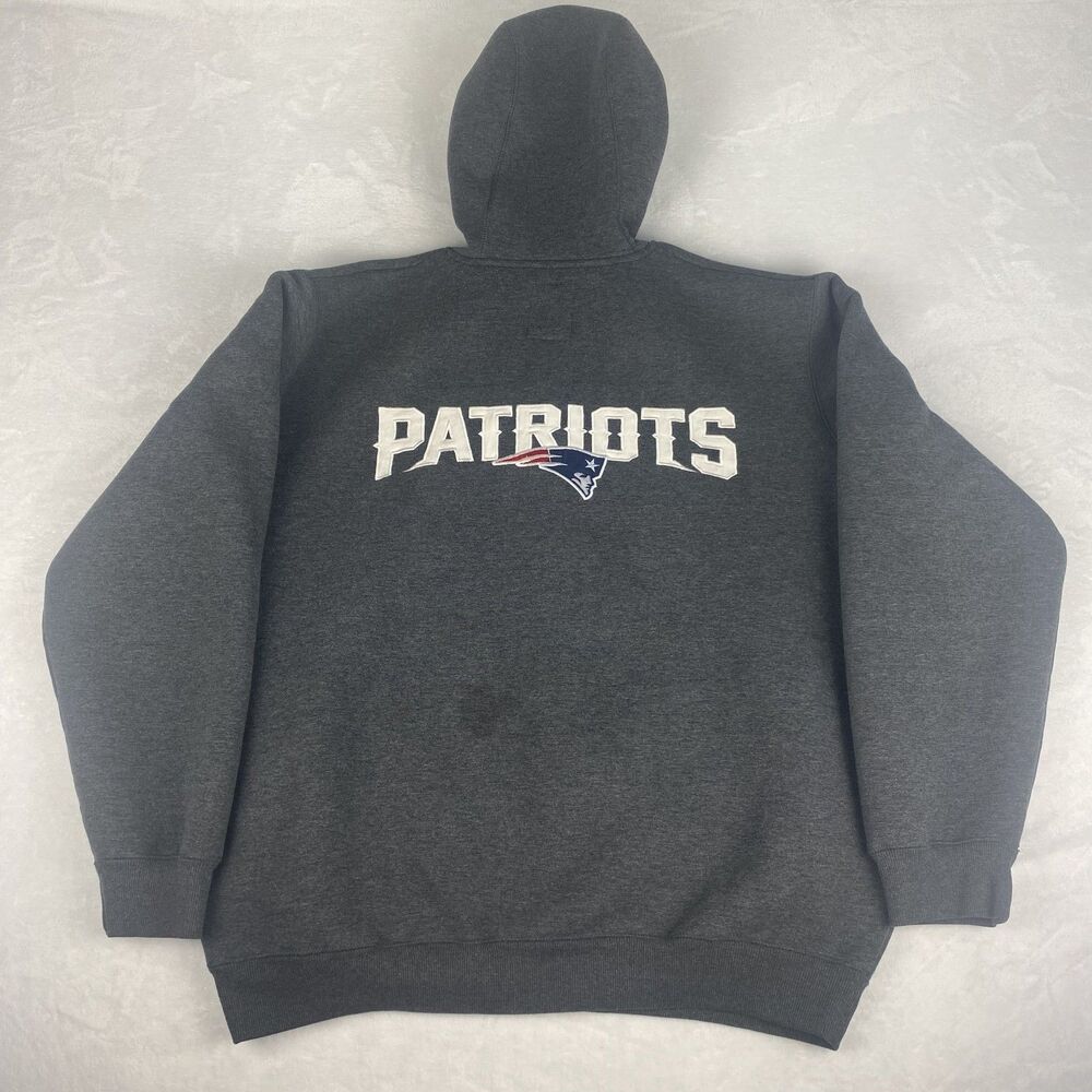 NFL New England Patriots Zip Up Sweater Adult Extra Large Gray Hooded Sweatshirt